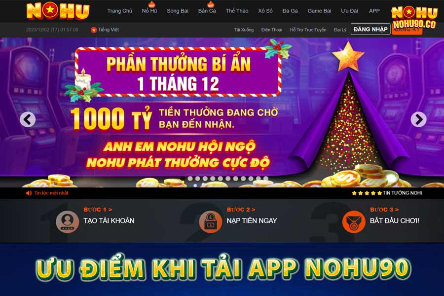 Giao diện sống động, ngập tràn tiện ích khi tải app Nohu90